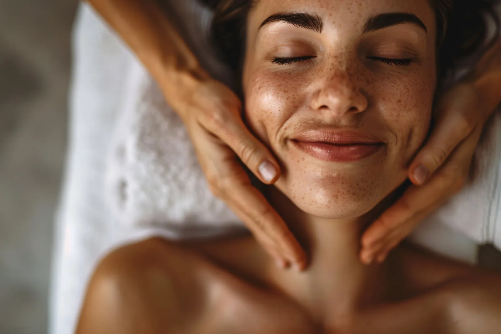 Massage du visage en douceur, moment de détente avant le grand jour à Thuin