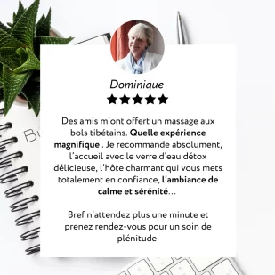 Témoignage Soin sonore aux bols tibétains et diapasons thérapeutiques